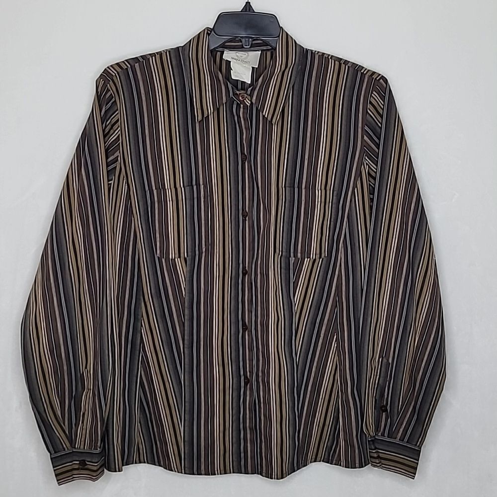Voyage‎ by Marina Rinaldi Stripe Button Down Shirt Size 25